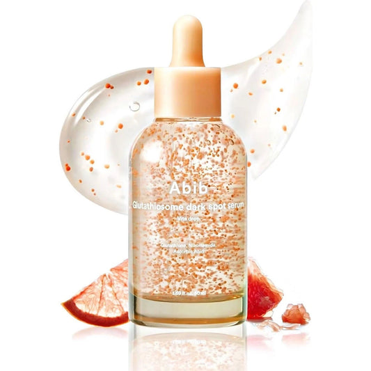 Skincare serum bottle with dropper labeled 'Abib' on a white background