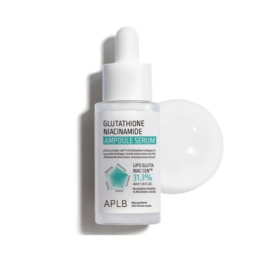 APLB Glutathione Niacinamide Ampoule Serum – 40ml bottle of brightening and hydrating serum for dull and uneven skin tone