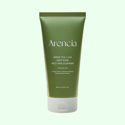 ARENCIΑ Green Tea + LHA Deep Pore Rice Cake Cleanser for exfoliation and pore care