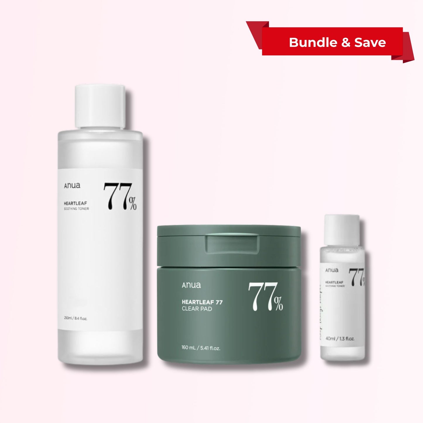 ANUA Heartleaf 77% Soothing Toner and Clear Pad Bundle – Korean calming skincare set