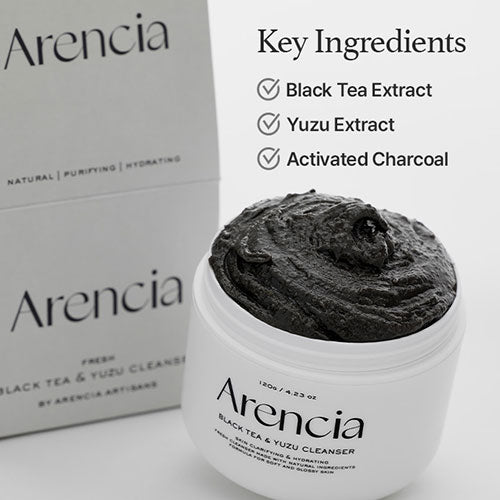 ARENCIA Black Tea & Yuzu Rice Mochi Cleanser – 120g