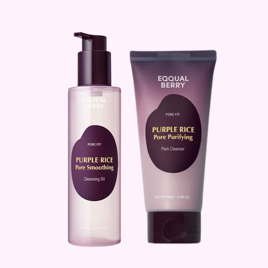 EQQUAL BERRY Purple Rice Cleansing Oil and Pack Cleanser – pore care duo for smooth, purified skin