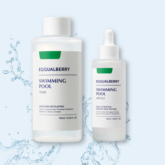 EQQUALBERRY Swimming Pool Ampoule and Toner bundle for hydration and soothing