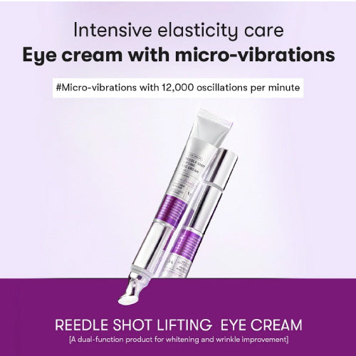 Reedle Shot Lifting Eye Cream with text on an purple background