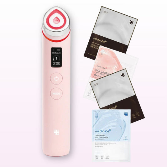 MEDICUBE Age-R Booster Pro Device with 4 mask types – Korean skincare set for lifting, firming, soothing, and pore care