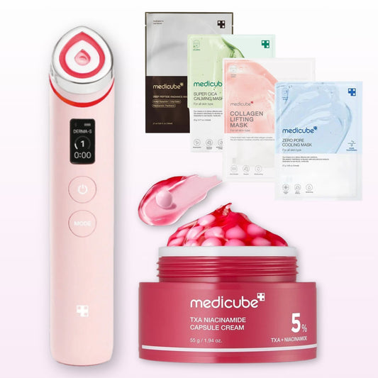 MEDICUBE Age‑R Booster Pro Device and TXA Niacinamide Capsule Cream Set – Korean skincare duo for brightening, lifting, and skin barrier repair