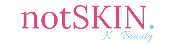 notSKIN K-Beauty logo with pink and blue text on a white background