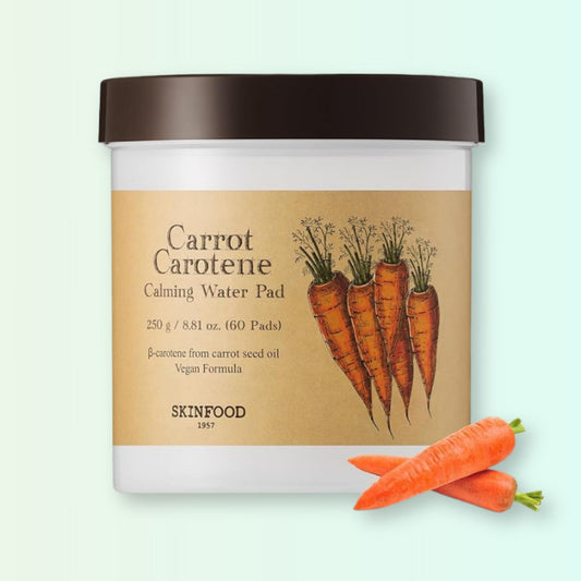 SKINFOOD Carrot Carotene Calming Water Pad – 60-count calming toner pads with a gentle, hydrating essence