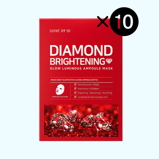 SOMEBYMI Diamond Brightening Calming Glow Luminous Ampoule Mask – 10 pack brightening and soothing sheet masks with diamond powder and pearl extract