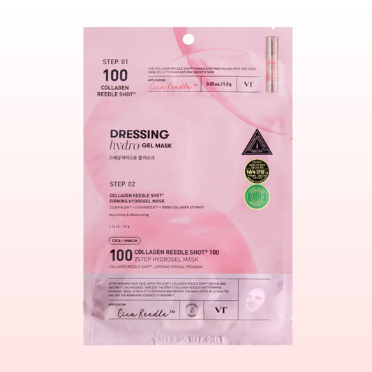 VT COSMETICS Collagen Reedle Shot 100 2-Step Hydrogel Mask – Firming Hydration Sheet Mask