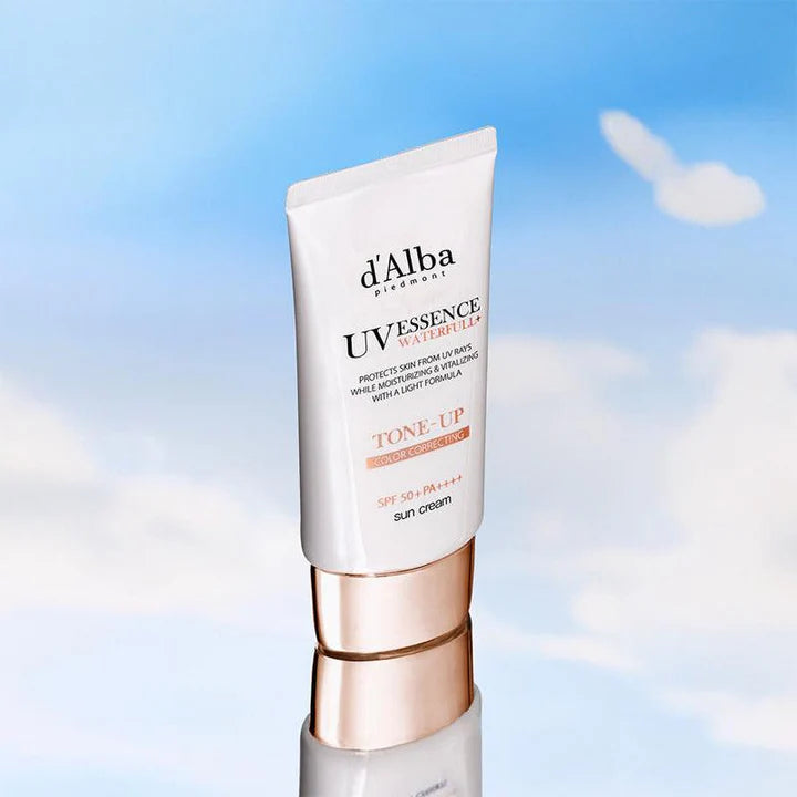 D'ALBA UV Essence Waterfull+ Sunscreen – Tone-Up Sun Cream – Broad Spectrum SPF50+ PA++++ (50ml)