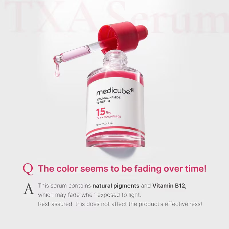 Medicube serum bottle with dropper on a light pink background