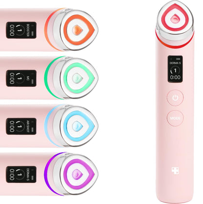 Pink electronic device with color-changing accents on a white background