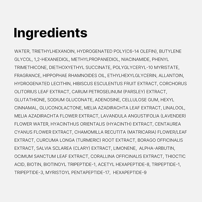 List of ingredients on a white background