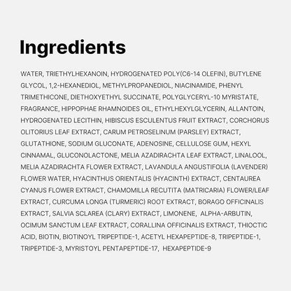 List of ingredients on a white background