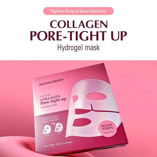 EQQUALBERRY Collagen Pore-Tight Up Hydrogel Mask – Pack of 4