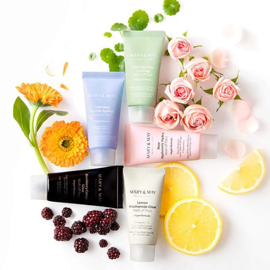 mary and may vegan wash off mask mini gift set 30ml x5 korean mask kit