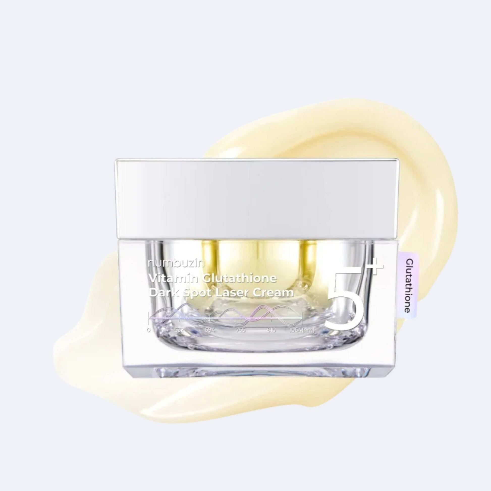 Cream jar with a visible brand name on a light gray background
