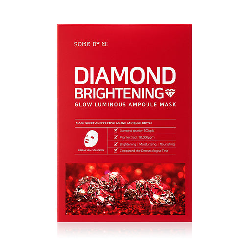 Red box of Diamond Brightening Glow Luminous Ampoule Mask by Some By Mi on a white background