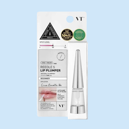 VT Reedles lip plumper packaging on a light blue background