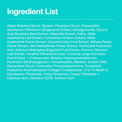 Ingredient list on a blue background