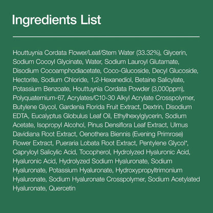 Ingredients list on a green background