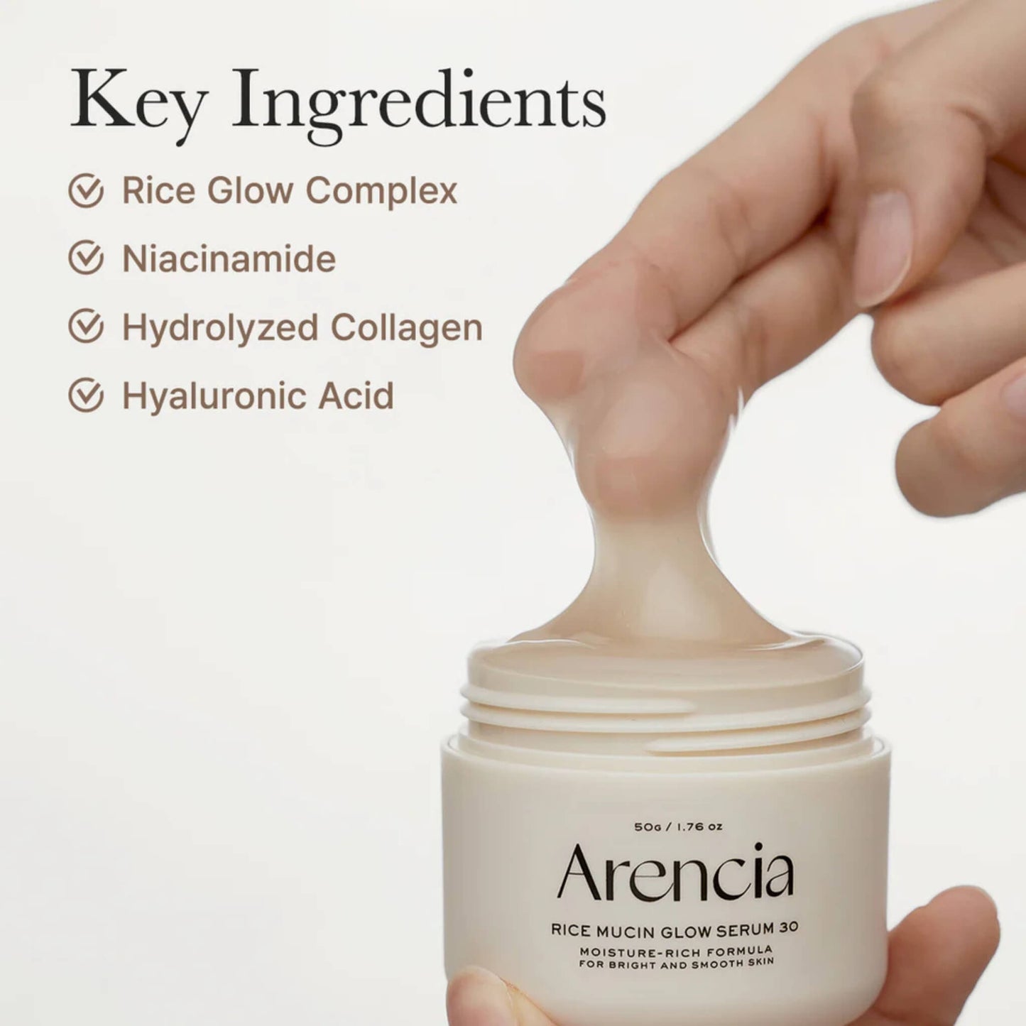 arencia rice mucin glow overnight serum 30ml korean hydrating radiance serum