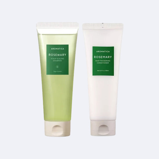 AROMATICA Rosemary Scalp Scaling Shampoo and Hair Thickening Conditioner 180ml Vegan Set