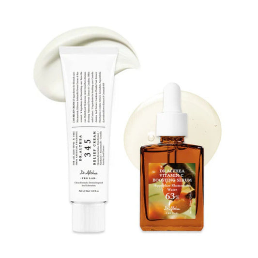 DR.ALTHEA Post Acne Care Set – 345 Relief Cream and Vitamin C Serum for soothing, brightening, and post-acne recovery