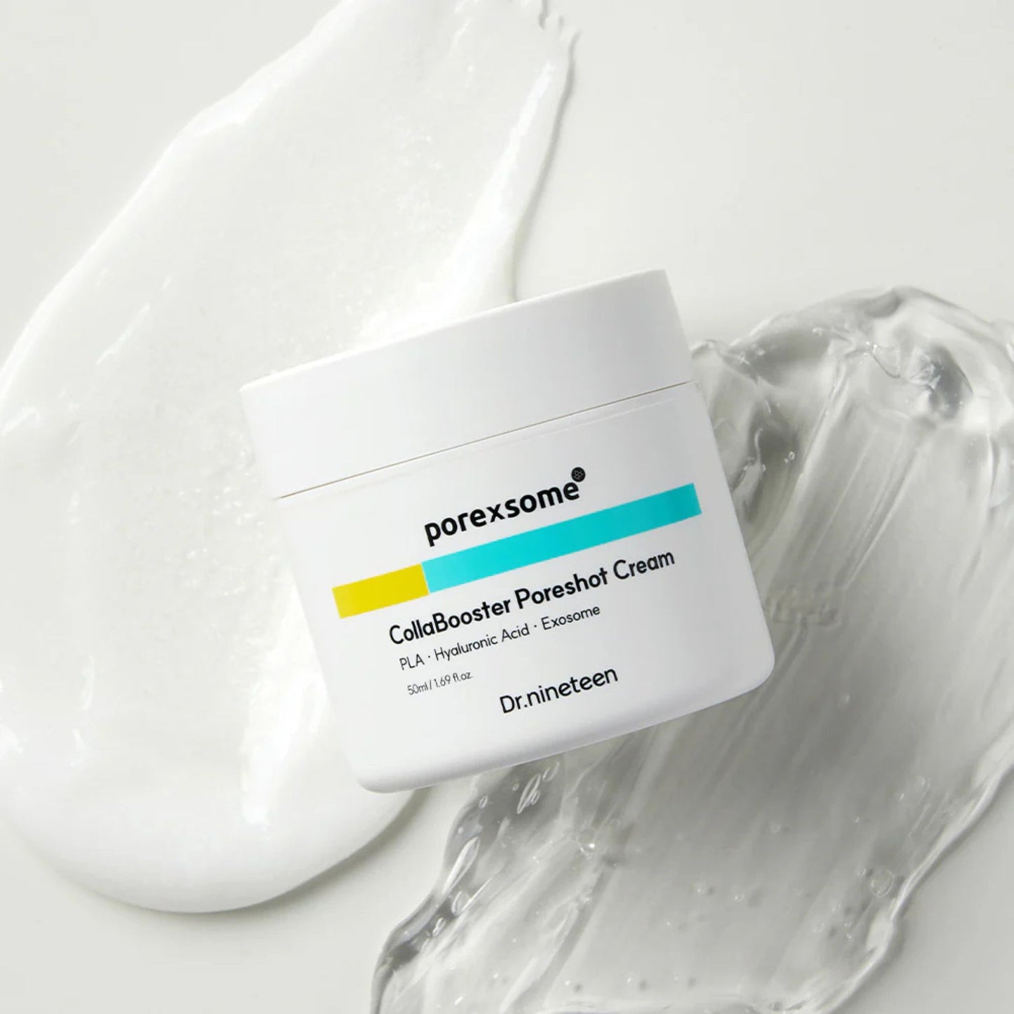 Porexsome ColaBooster Poreshot Cream container on a white background