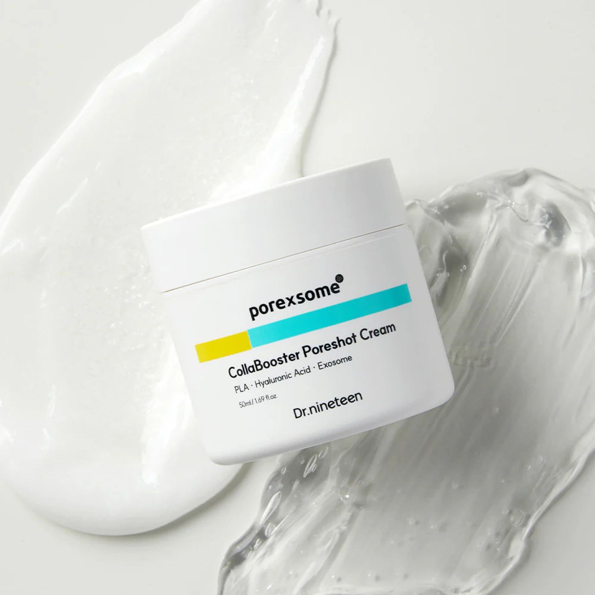 Porexsome ColaBooster Poreshot Cream container on a white background