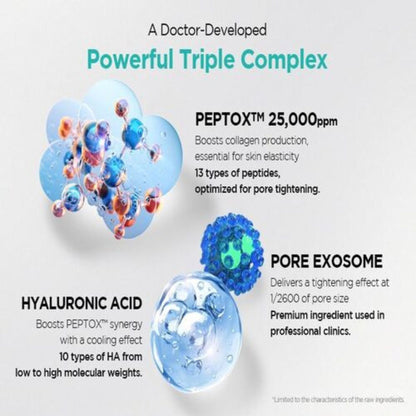 Advertisement for a doctor-developed powerful triple complex with molecular structures and text on a light gray background.
