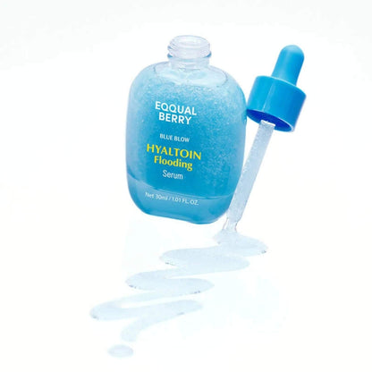 Blue serum bottle with dropper labeled 'Equal Berry' on a white background