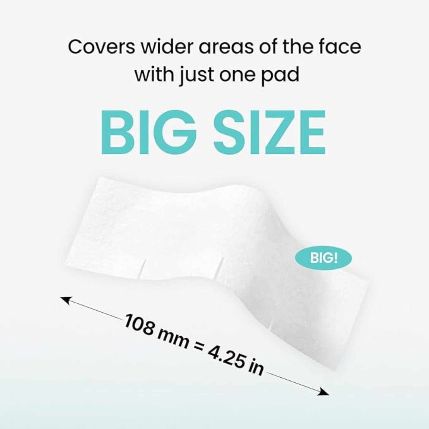 Alt Text:
"ilso skin wrap cotton pad measuring 108mm or 4.25 inches, demonstrating big size that covers wider facial areas with just one pad