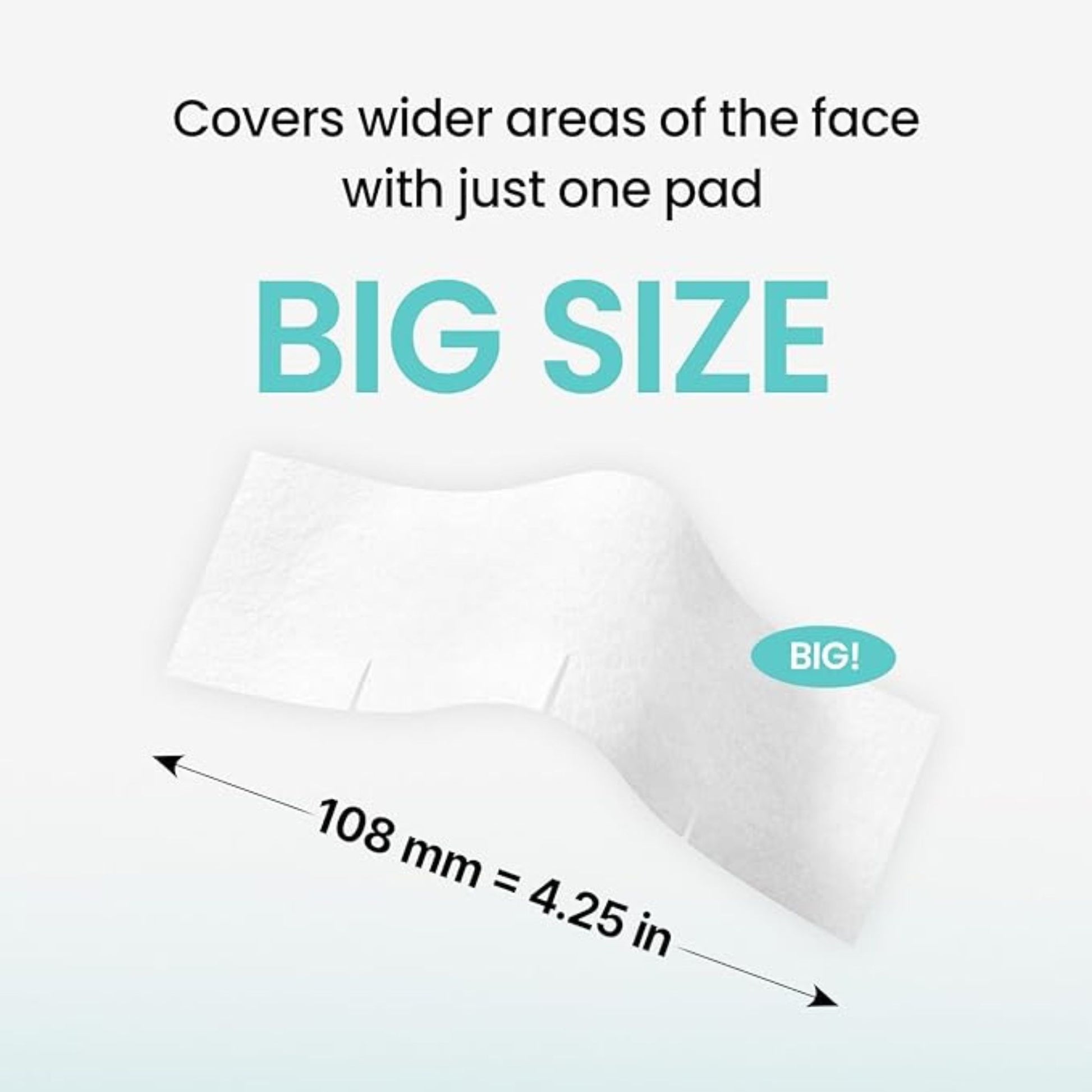 Alt Text:
"ilso skin wrap cotton pad measuring 108mm or 4.25 inches, demonstrating big size that covers wider facial areas with just one pad