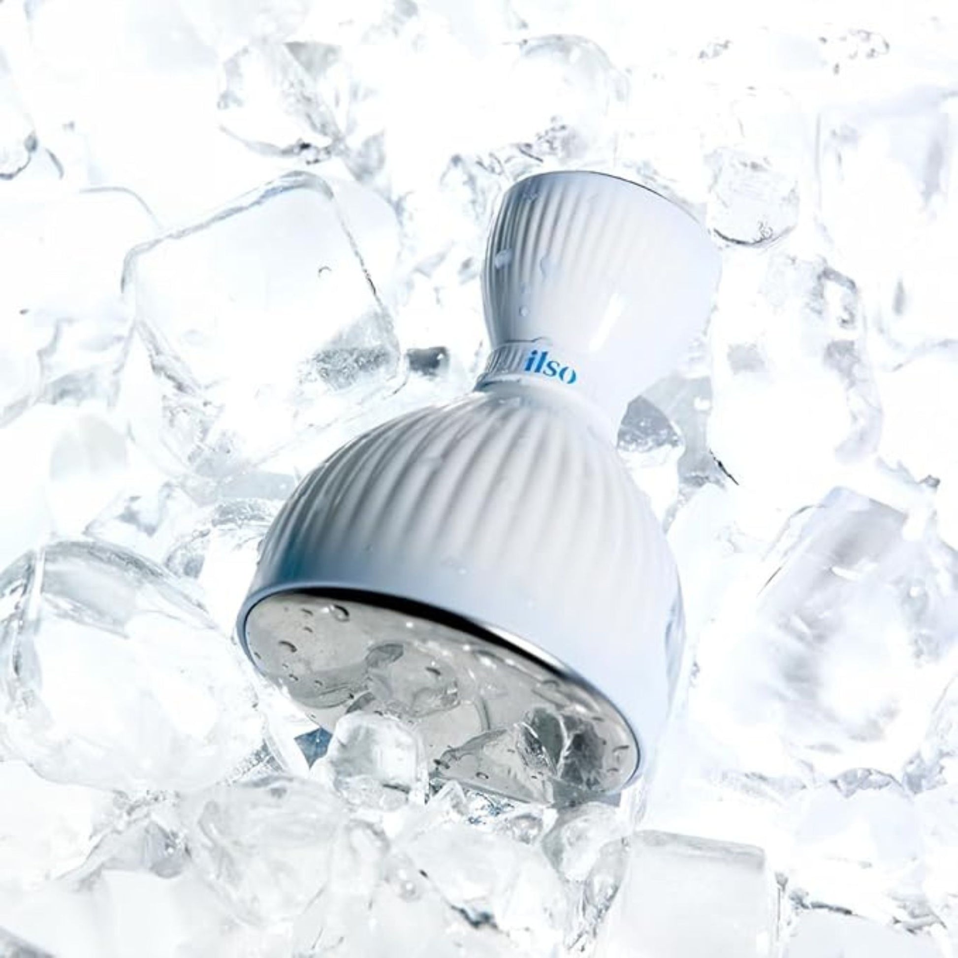 Shower head with 'Philips' branding on ice cubes