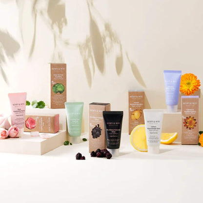 Various skincare products on a light background with natural light casting shadows.