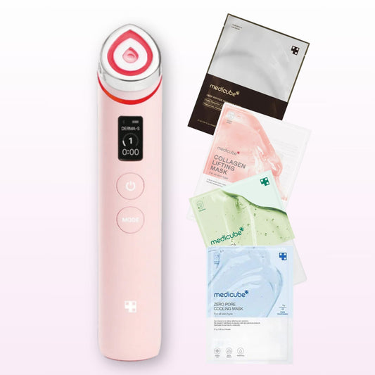 MEDICUBE Age-R Booster Pro Device with 4 mask types – Korean skincare set for lifting, firming, soothing, and pore care