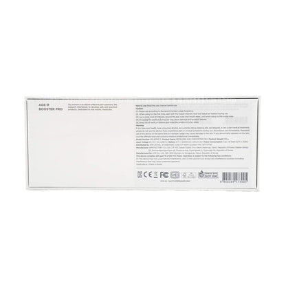 Back view of a product packaging with text and logos on a white background