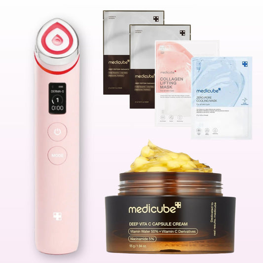 MEDICUBE Age‑R Booster Pro Device and Deep Vita C Capsule Cream Set – Korean skincare duo for brightening, lifting, and skin barrier repair