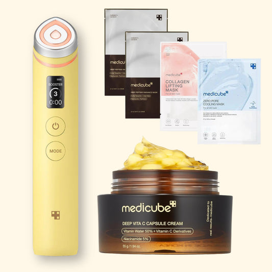 MEDICUBE Age‑R Booster Pro Device  Yellow and Vita C Capsule Cream Set – Korean skincare duo for brightening, lifting, and skin barrier repair