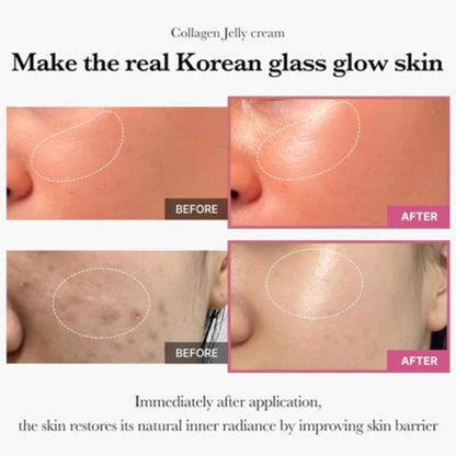 Before and after effects of a Collagen Jelly cream on skin