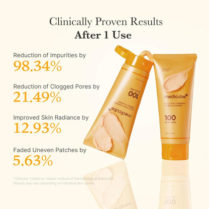 Two skincare products with clinical results on a white background