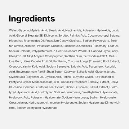 List of ingredients on a white background