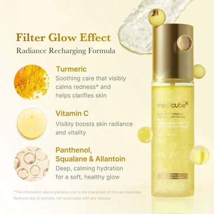 Skincare product with ingredients and benefits on a light background