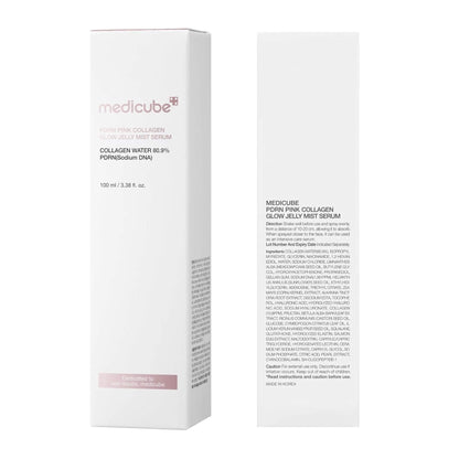 Medicube pink collagen serum packaging on a white background