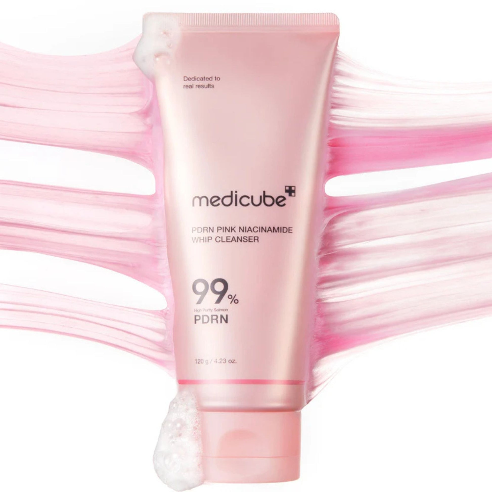 MEDICUBE PDRN Pink Niacinamide Whip Cleanser 120g with PDRN, Niacinamide, and hydrating ingredients for daily brightening cleansing care