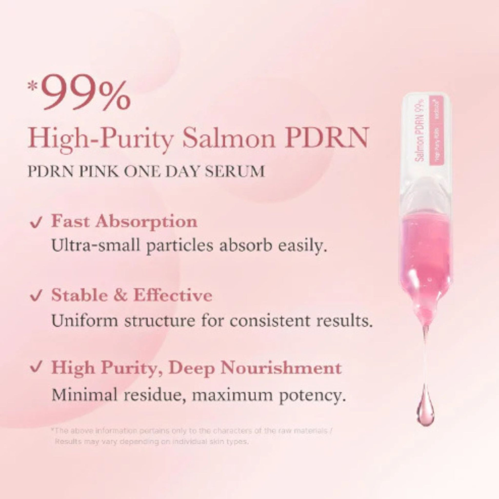 PDRN Pink One Day Serum with text on a pink background
