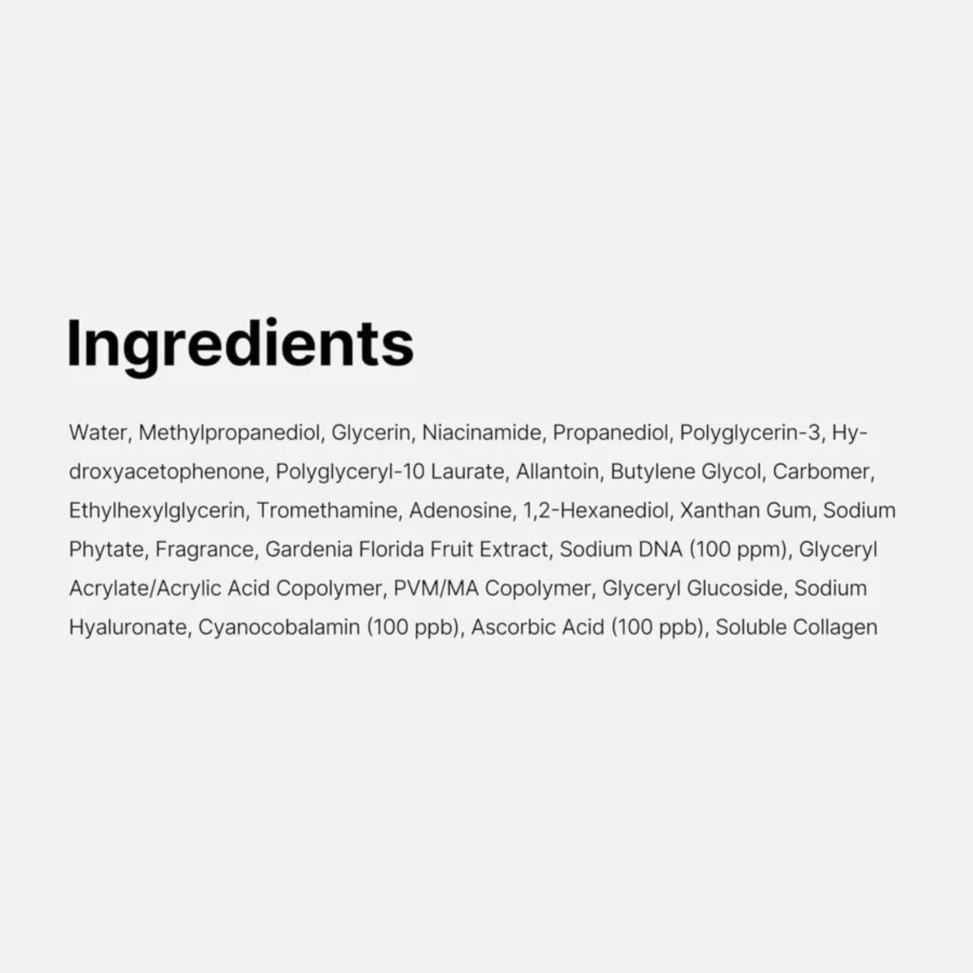 List of ingredients on a white background