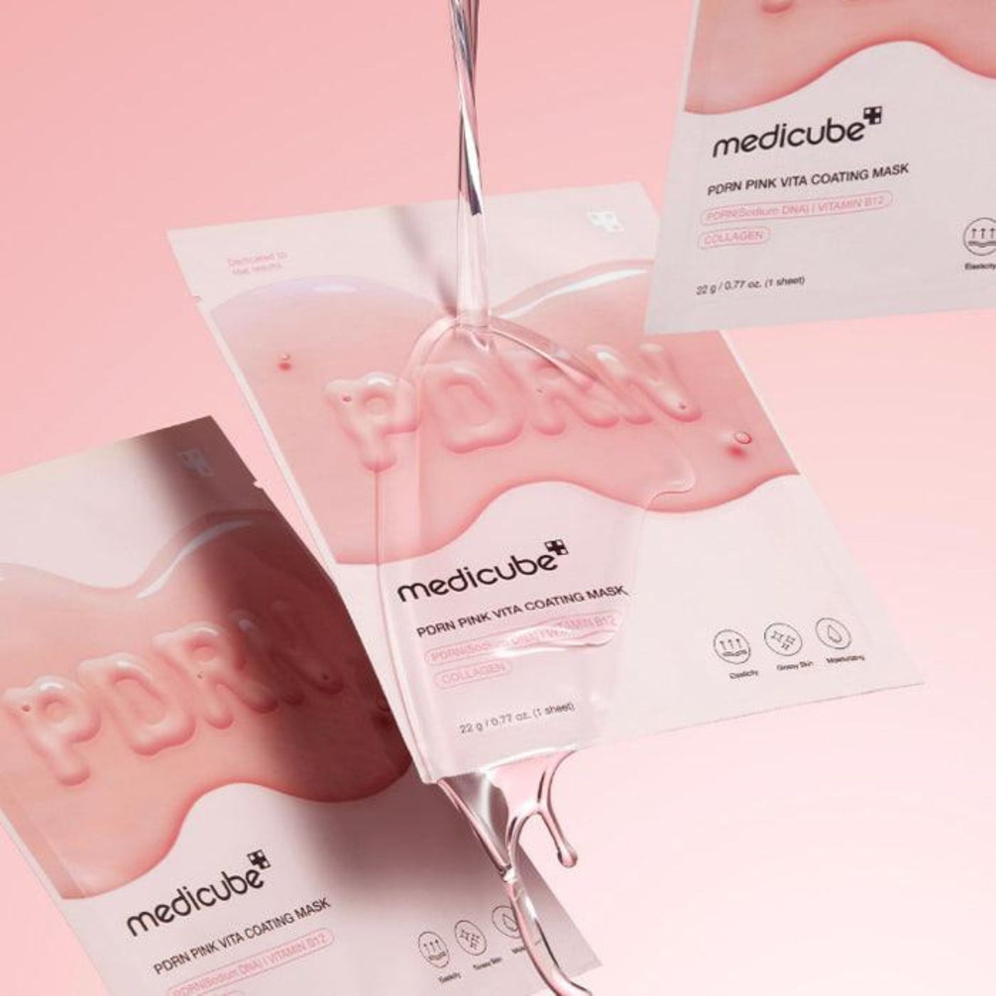 Medicube pore pink vita coating mask packaging on a pink background